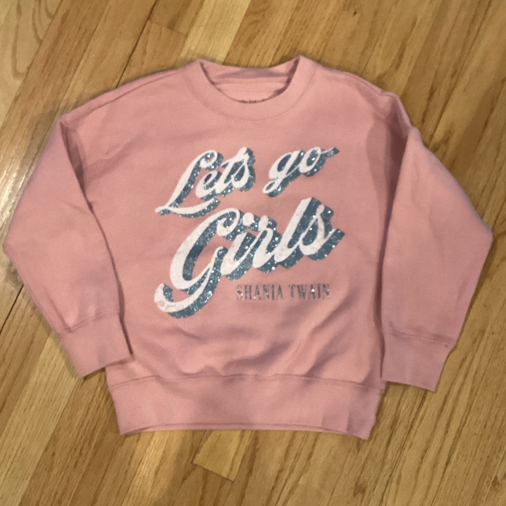 abercrombie kids Pink "Lets go Girls" Shiny Script Sweatshirt